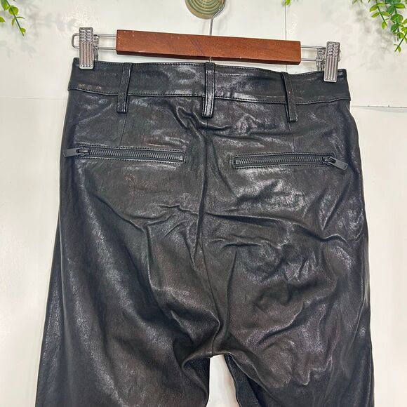 J Brand Jeans Womens 26 Black Dyed Stretch Lamb Leather Skinny High Rise Pants - Picture 15 of 16